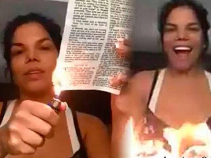 VIDEO: Actriz ATEA quema BIBLIA en vivo e insulta a CRISTIANOS VIDEO: Actriz ATEA quema BIBLIA en vivo e insulta a CRISTIANOS