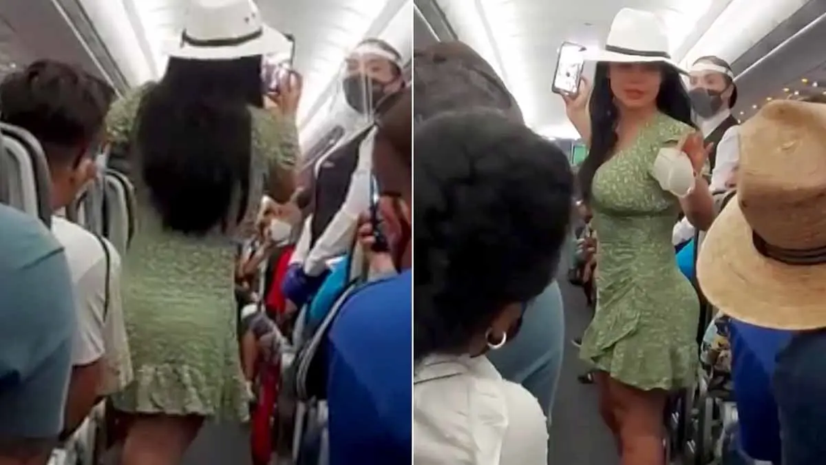 VIDEO: Exhiben a mujer que no quería usar cubrebocas en un avión
