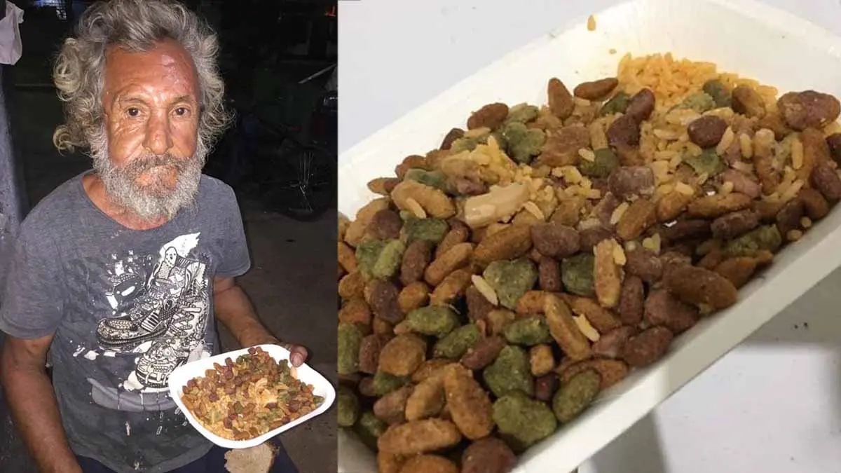 Indigente pide algo de comer y le dan alimento para perro