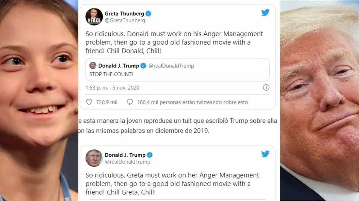 Greta Thunberg trolea a Trump y le revira con su propio tuit