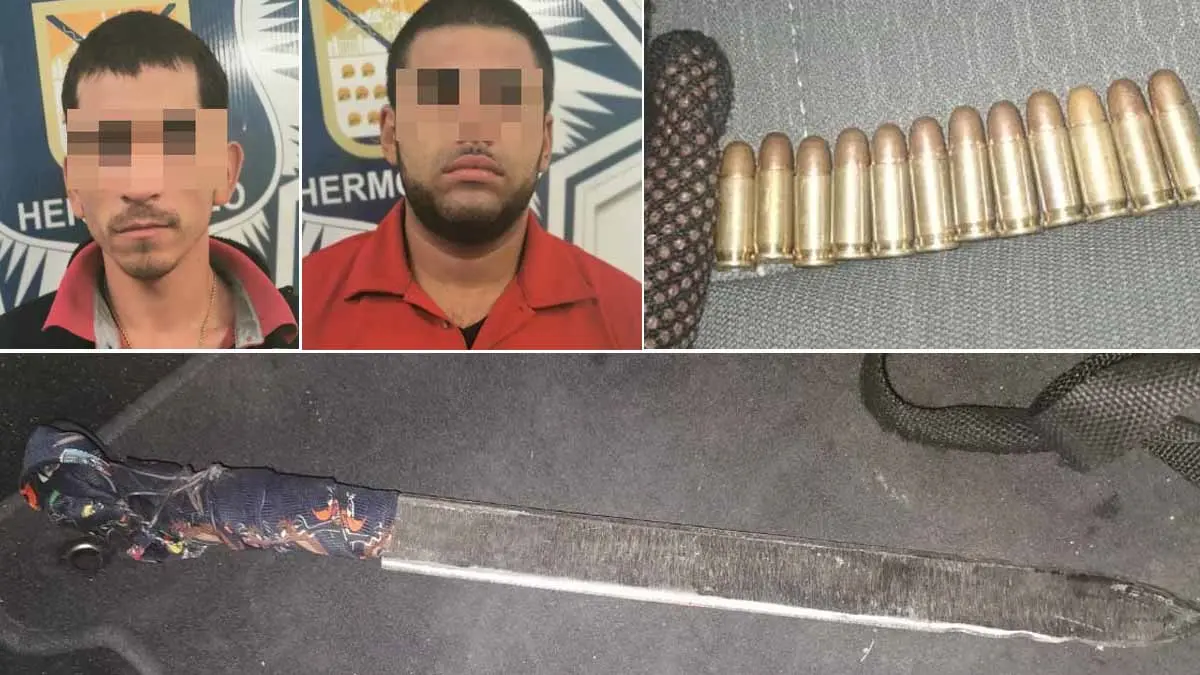 Capturan a 2: traían pistola, cartuchos y machete