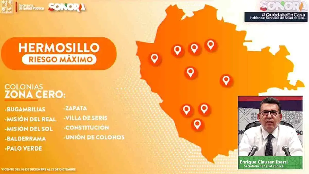 Hermosillo y Agua Prieta, en riesgo máximo de contagios de coronavirus