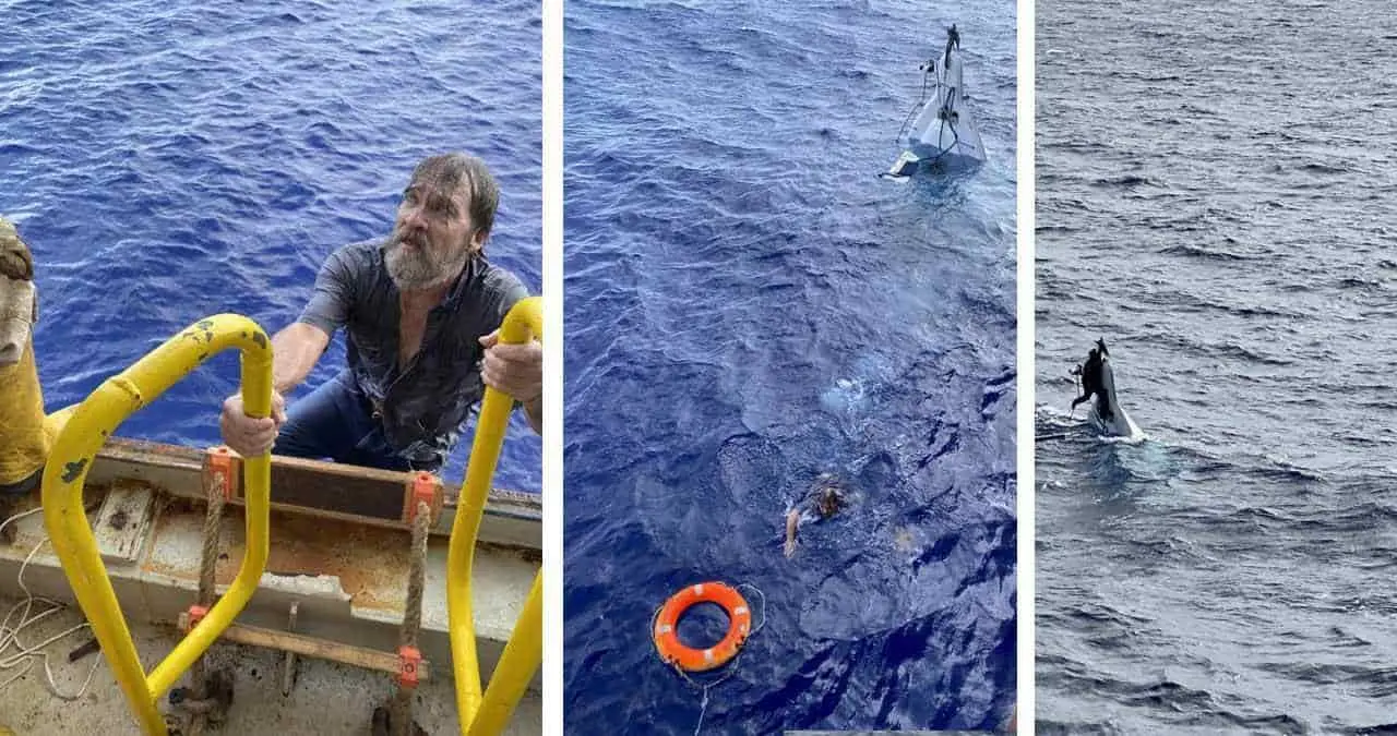 Rescatan a sujeto luego de que volcara su bote en Florida