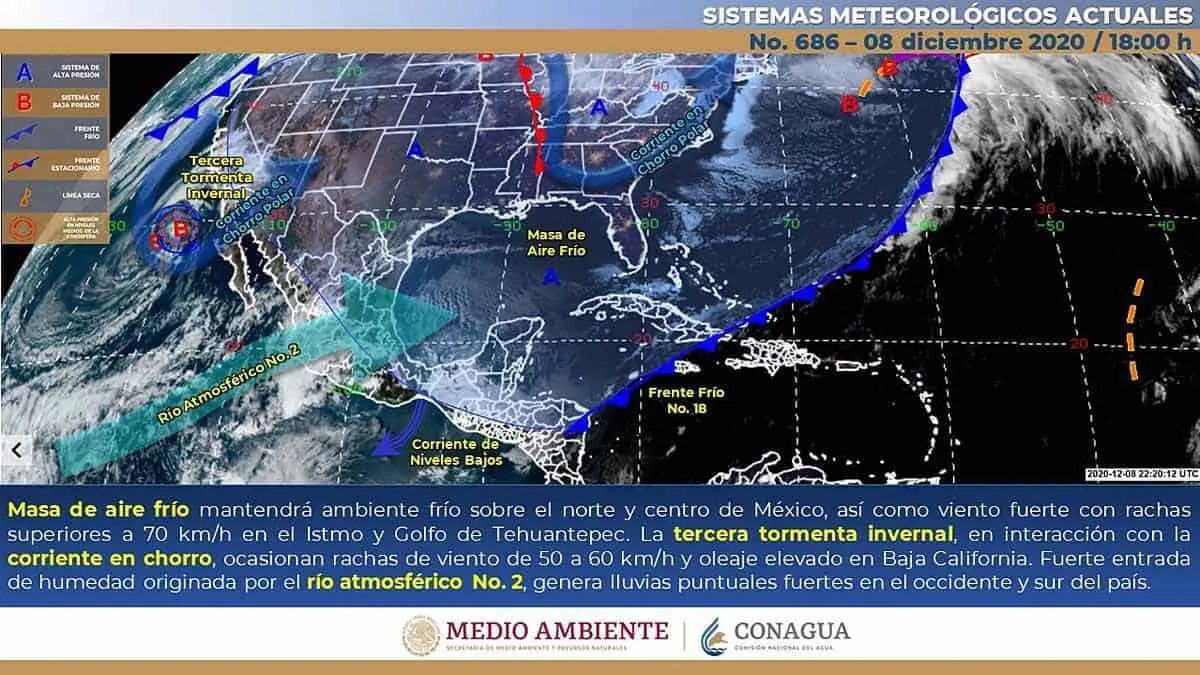 Llega frente frío a Sonora