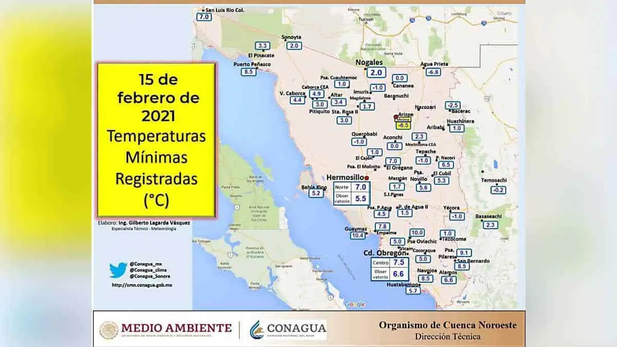 Frente frío 36 bajará la temperatura en Sonora