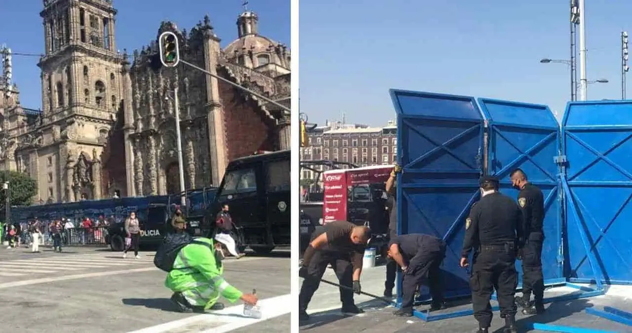 Retiran vallas metálicas del Zócalo
