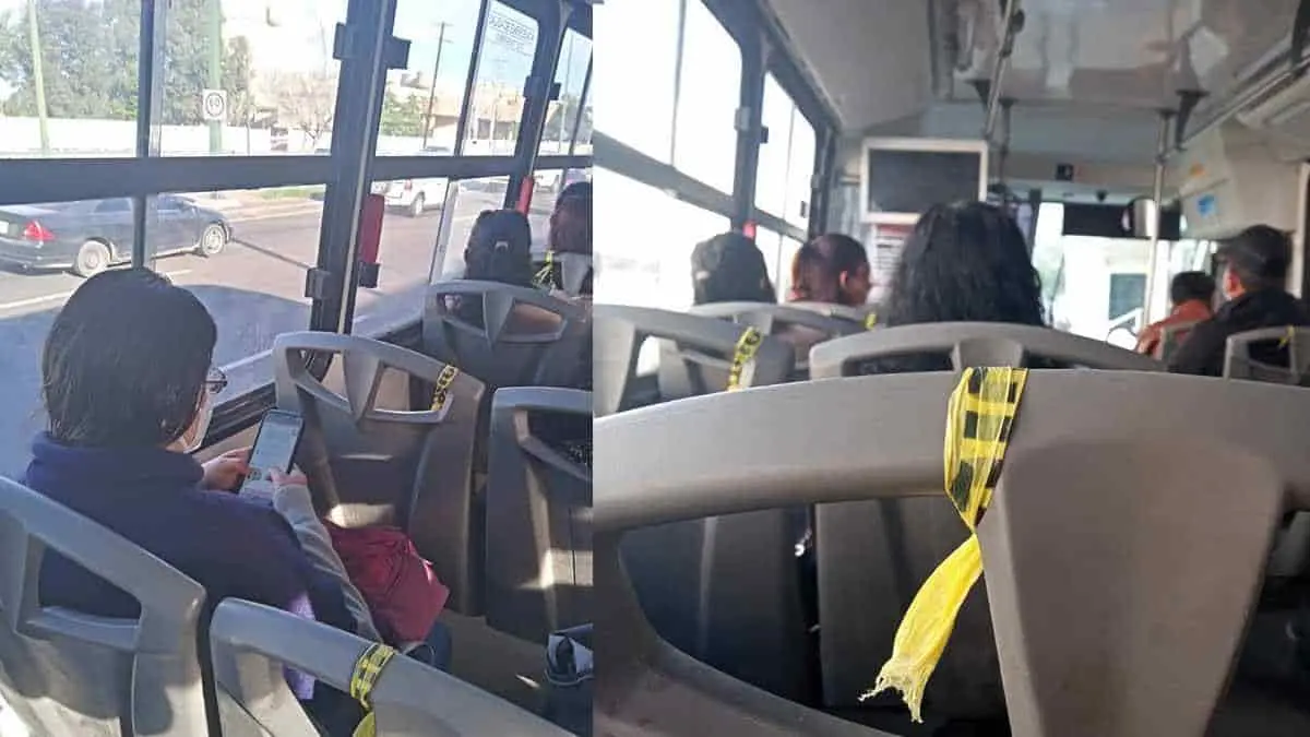 Usuarios del transporte público, sin respetar medidas sanitarias
