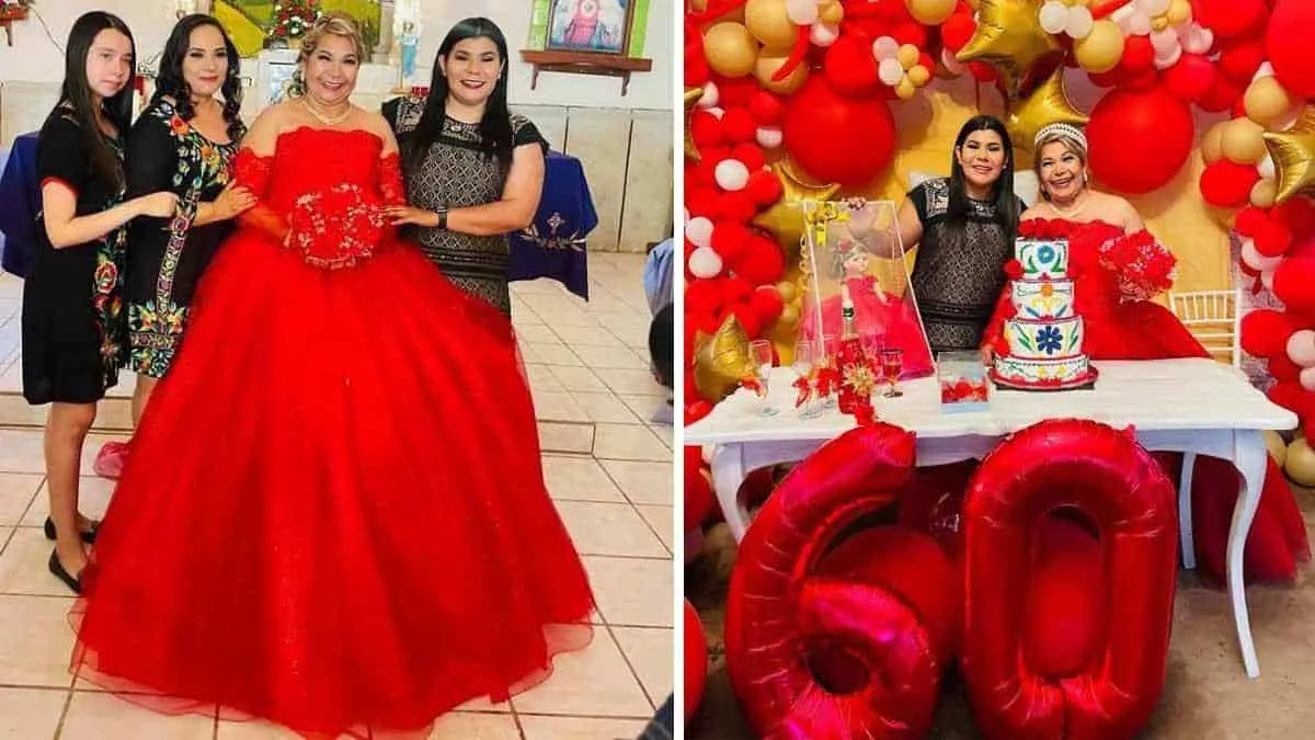 Sus hijas le cumplen el sueño de festejar su quinceañera a sus 60 años
