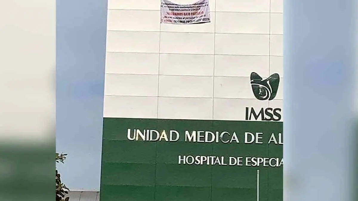 Colocan mensaje de protesta en la UMAE Obregón