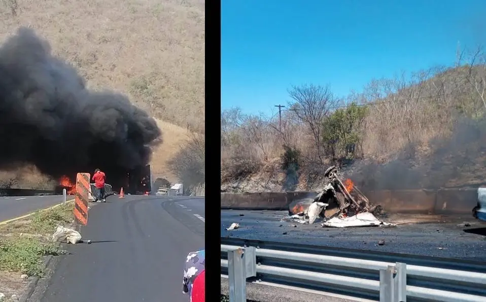 Video. Tráiler choca y se incendia; el fuego alcanza 3 autos más