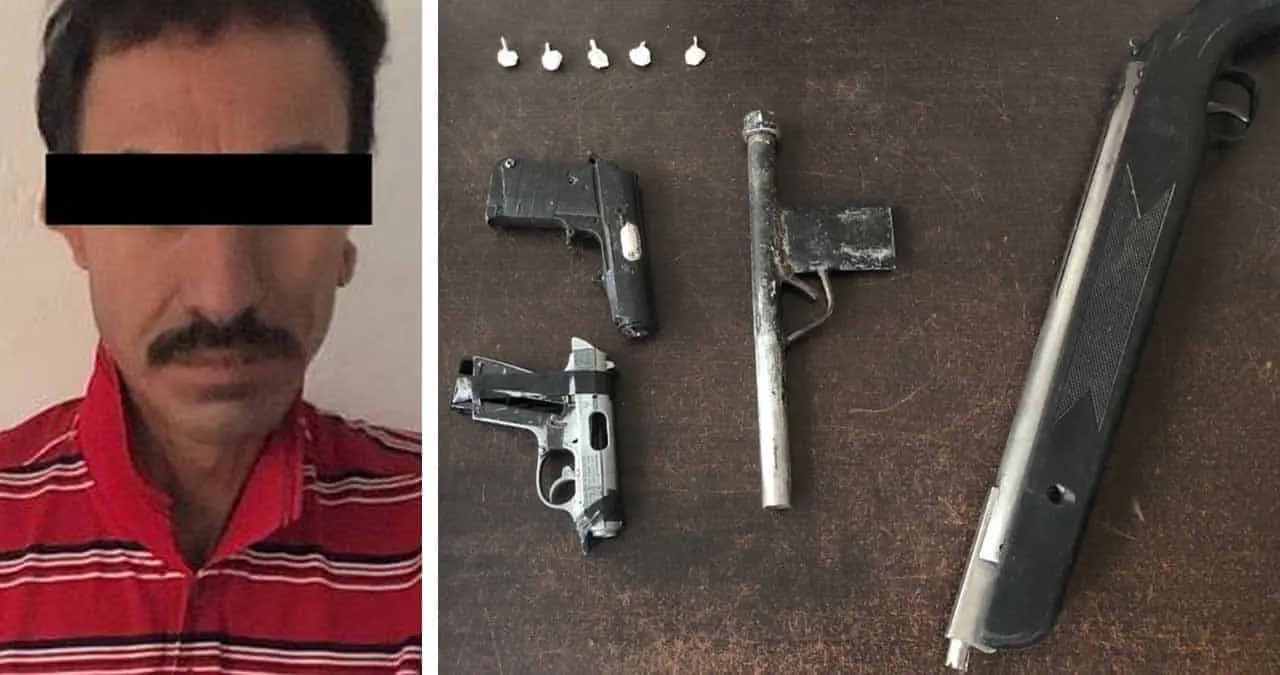 Atrapan PESP a hermosillense en posesión de armas hechizas y droga