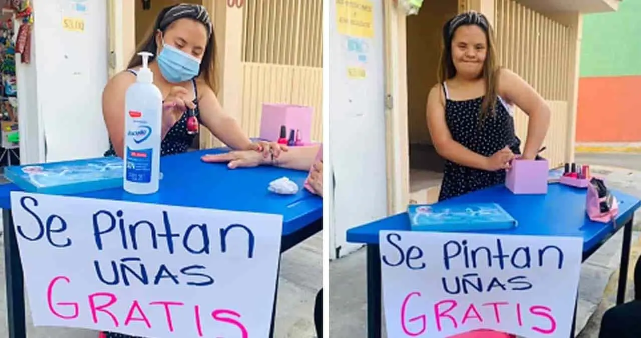 Joven con Síndrome de Down pinta uñas como parte de terapia y las redes la