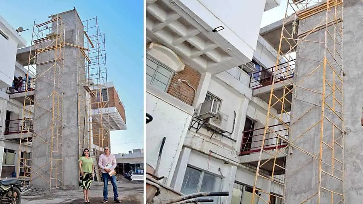 Avanzan los trabajos del elevador en Palacio Municipal de Navojoa