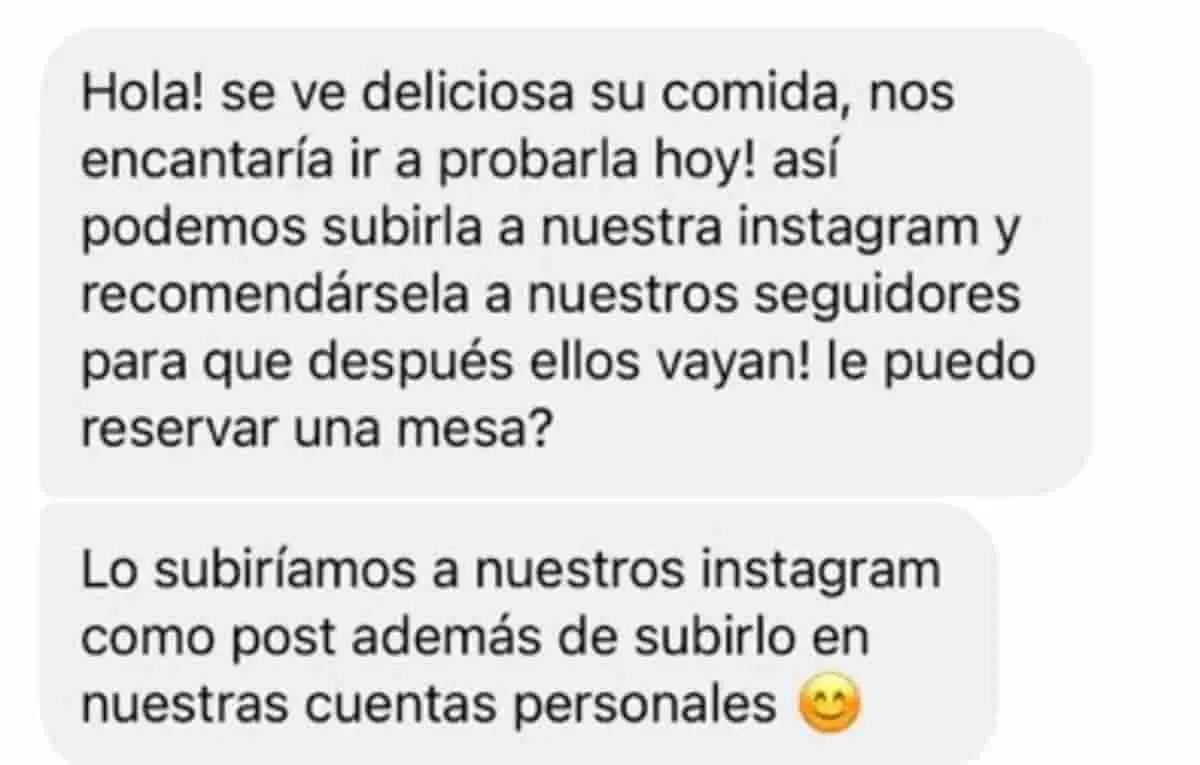 Chef exhibe a influencers al pedirle comida gratis a cambio de promoción