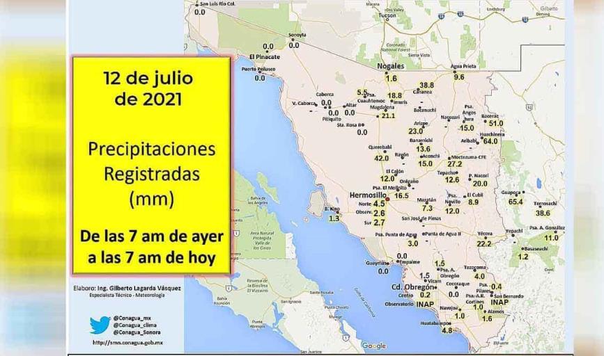 Seguirá lloviendo en Sonora: Conagua