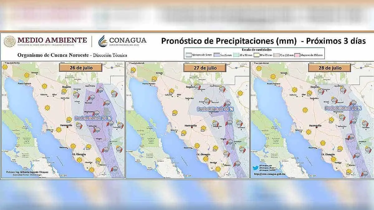 Lluviosa semana en Sonora, augura la Conagua