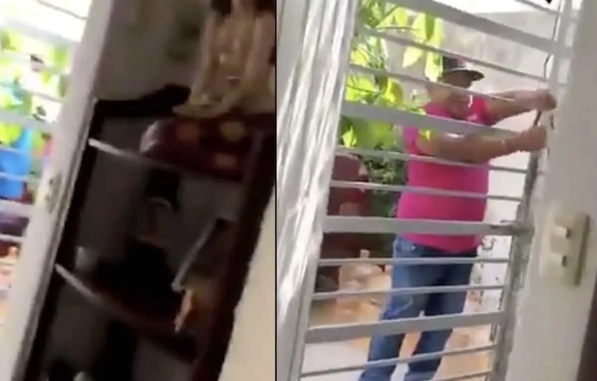 Video. Graba a tres ladrones que querían entrar a su casa