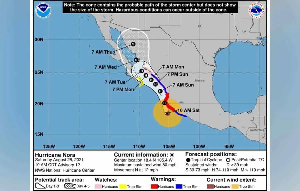 "Nora" dejará lluvias en Sonora