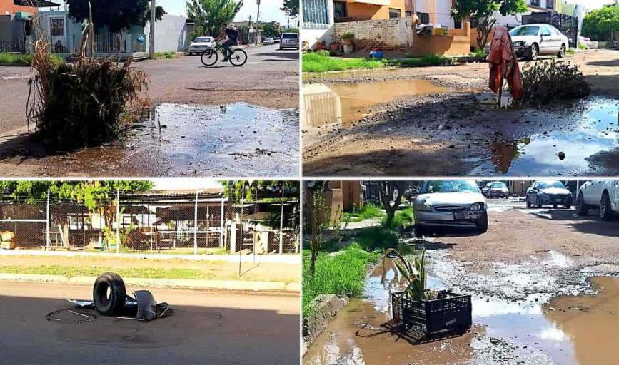 Socavones y baches “adornan” Ciudad Obregón