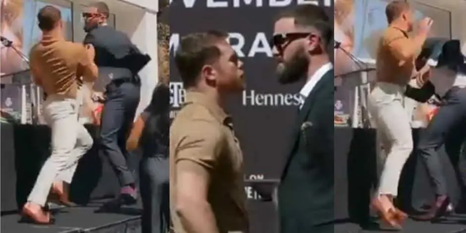 VIDEO: Se calientan: Canelo y Caleb Plant terminan a golpes