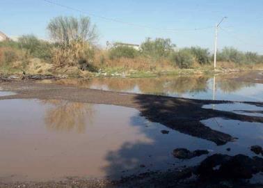 Laguna de aguas negras obstruye el paso en la Real Campestre