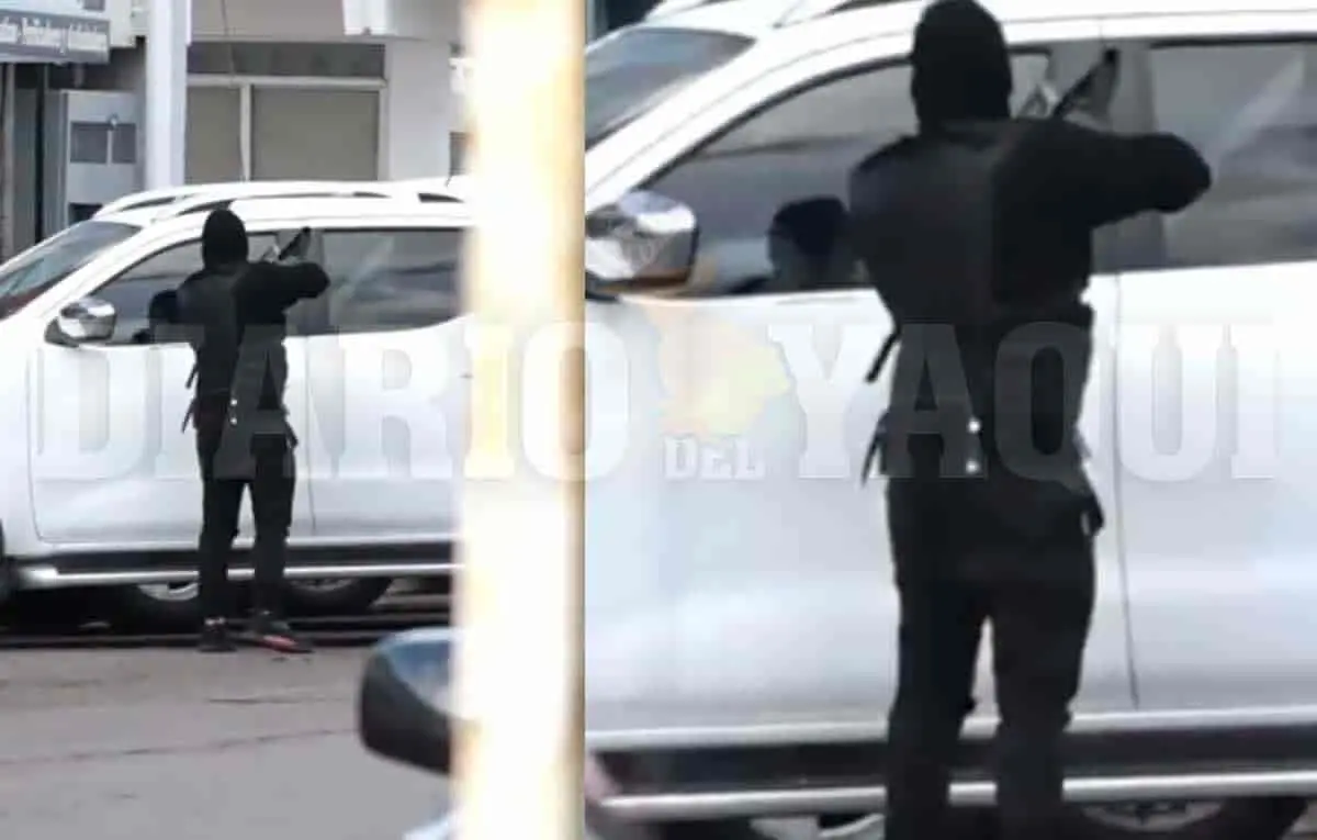 Video. Captan a encapuchado amenazando a conductor en Cajeme