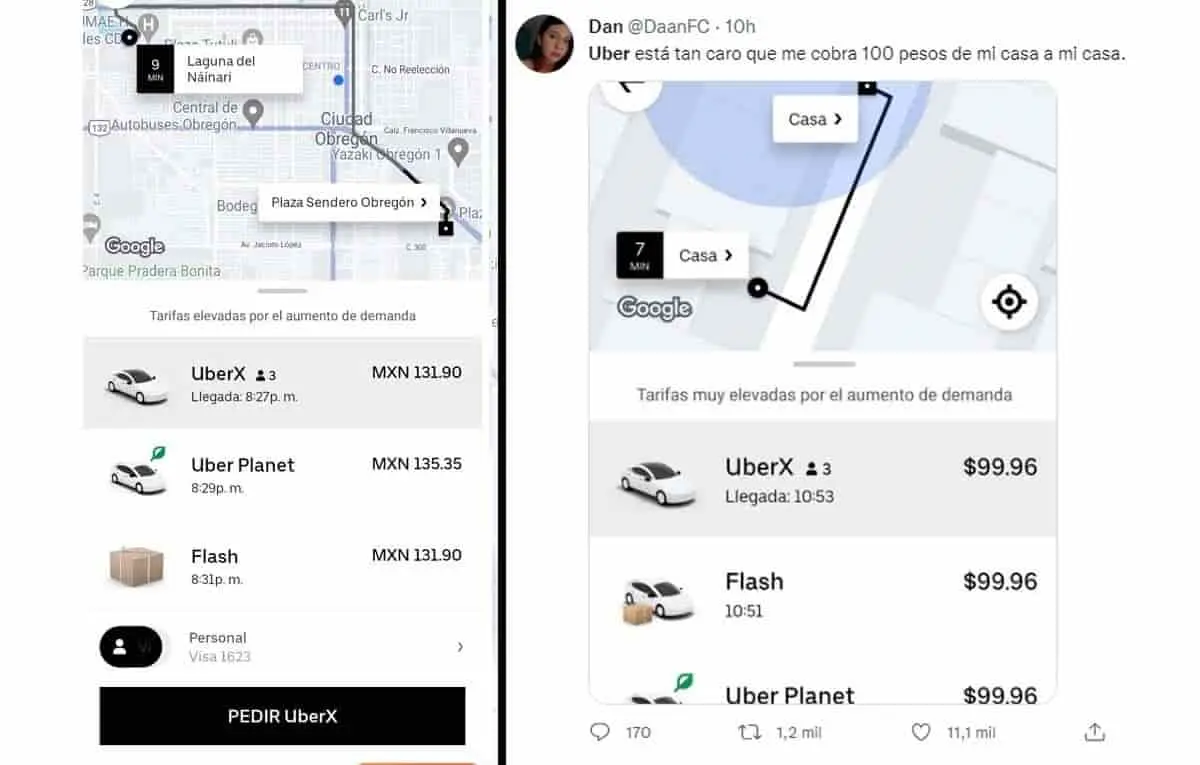 Tarifas de Uber, DiDi se disparan; se quejan usuarios