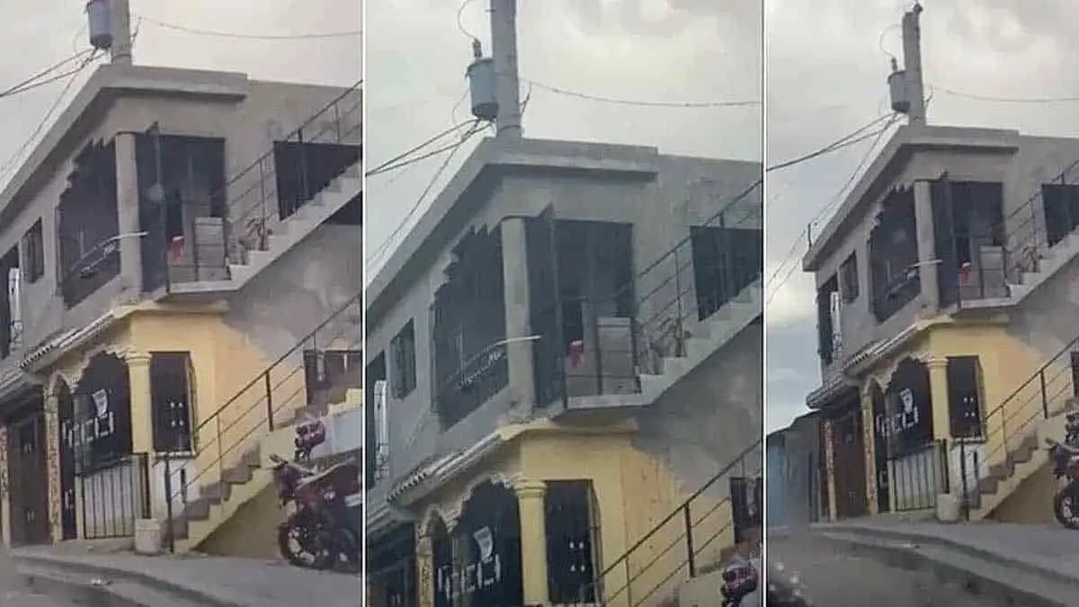 VIDEO: Usan poste de luz como pilar para una casa