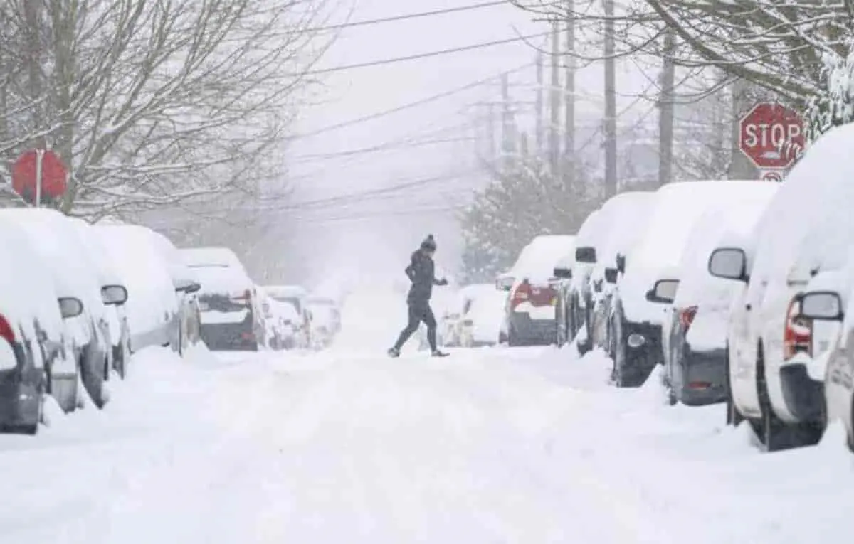 Niño salva a hombre cubierto de nieve en medio de tormenta