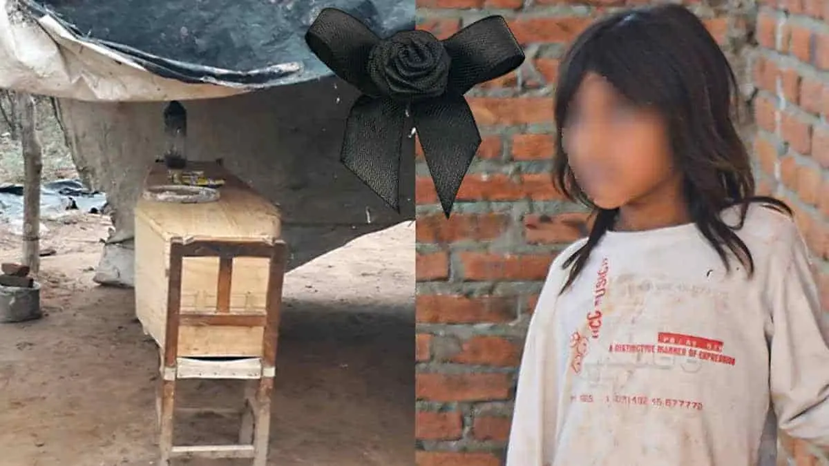 Dos sillas soportaron el modesto ataúd de una niña asesinada
