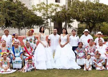 Indígenas yucatecas elaboran vestidos de novia de alta costura