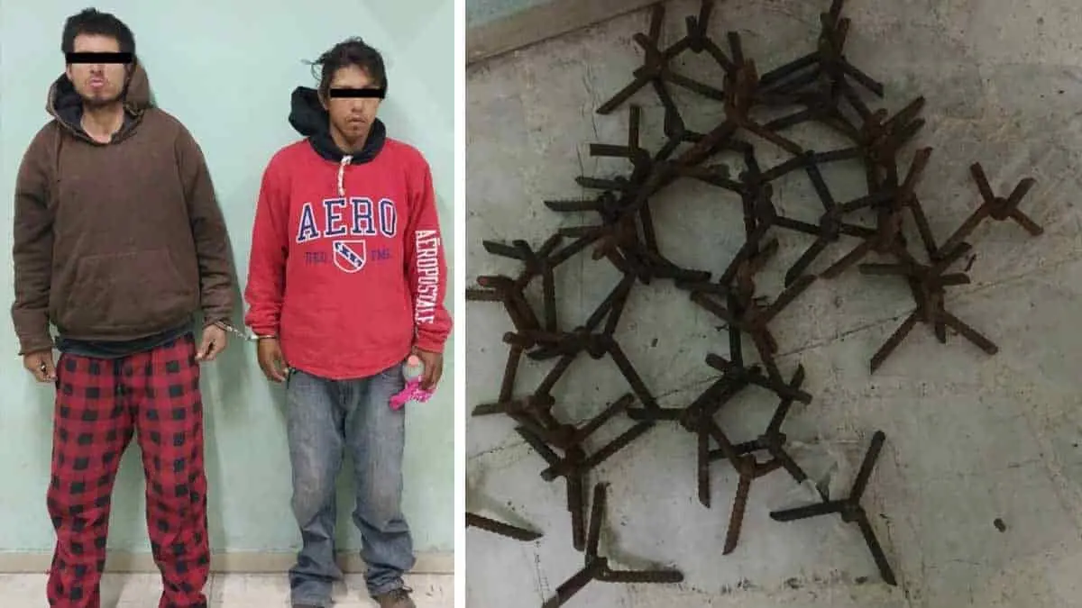Capturan a dos tipos con poncha llantas