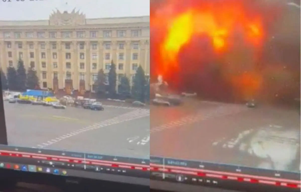 VIDEO. Misil impacta contra edificio administrativo en Járkov
