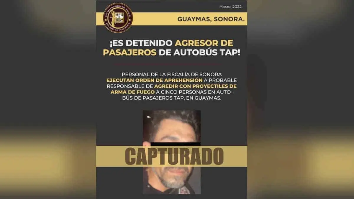 Detienen a agresor de pasajeros de autobús TAP