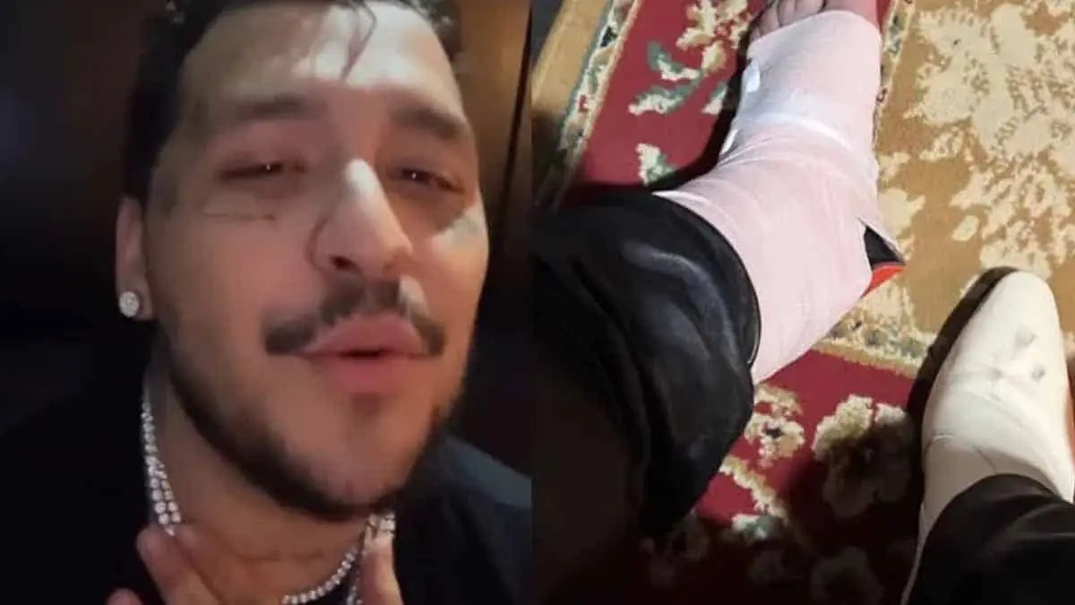 VIDEO. Christian Nodal sufre caída en pleno concierto