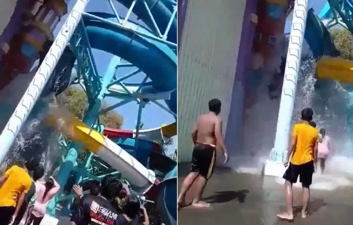 Tobogán de parque acuático colapsa y deja varios niños heridos