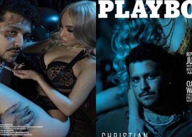 Christian Nodal posa para la revista Playboy con una bella mujer