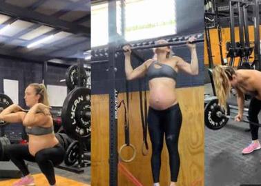 VIDEO. Mujer entrena crossFit en su &uacute;ltima semana de embarazo