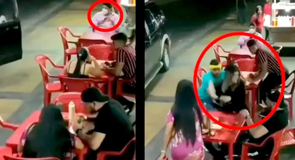 Descubre a su marido infiel comiendo con la otra en un puesto