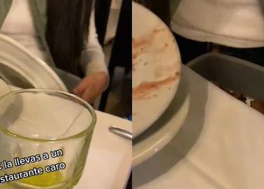 VIDEO: Cenan en caro restaurante y se llevan las sobras en tupper