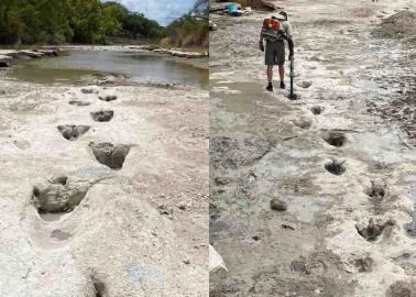 Encuentran huellas de dinosaurio tras sequía de río en Texas