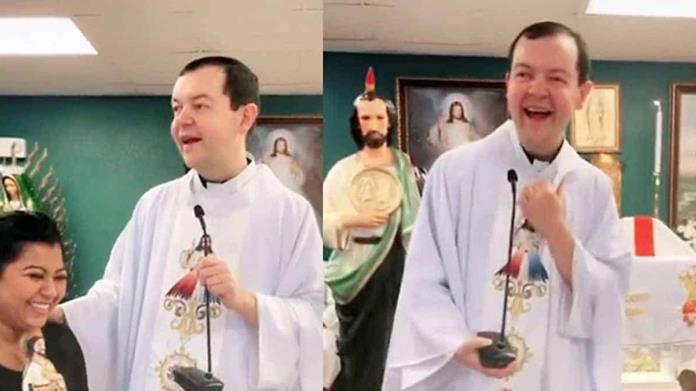 VIDEO. Cura Adam Kotas se alburea a sí mismo durante la misa