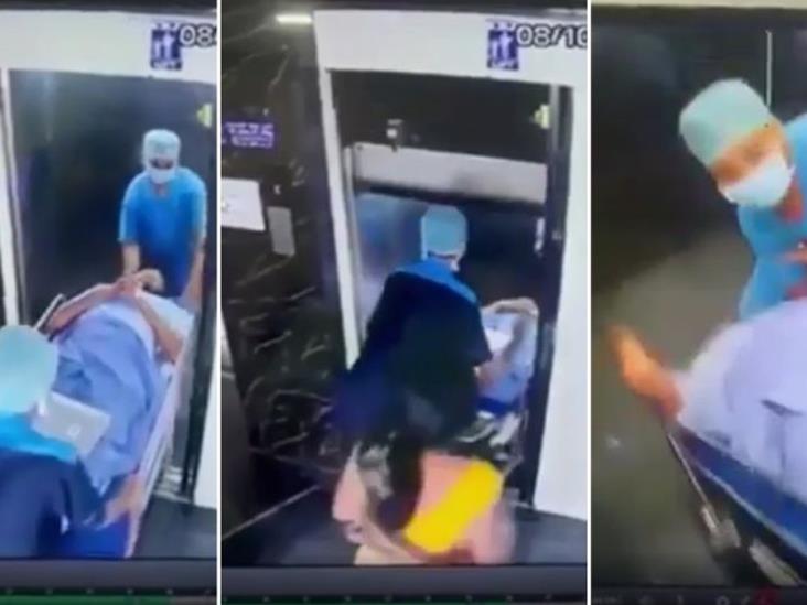 VIDEO. Se desploma elevador de hospital con paciente y enfermero VIDEO. Se desploma elevador de hospital con paciente y enfermero
