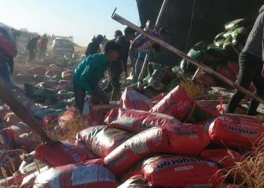 Vuelca tráiler cargado de croquetas