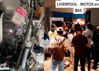 Liverpool oferta motos en 65 pesos por error en etiqueta