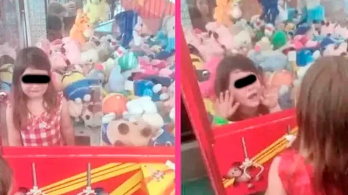 VIDEO. Inquieta niña es "tragada" por máquina de peluches