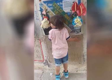 Video. Niño visita la tumba de su padre recién fallecido