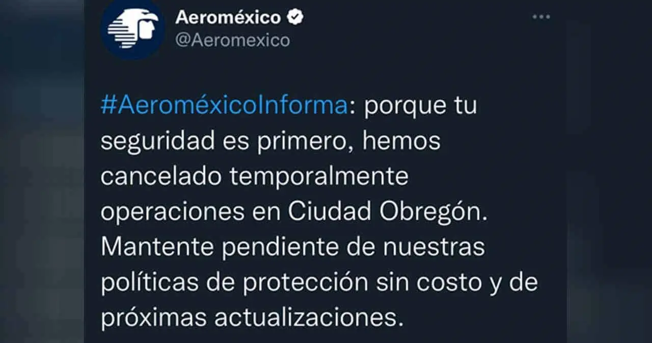 Suspenden actividades en Aeropuerto de Obregón