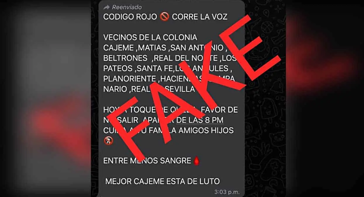 Llaman a no caer en fake sobre código rojo en Cajeme