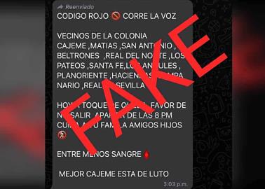 Llaman a no caer en fake sobre código rojo en Cajeme